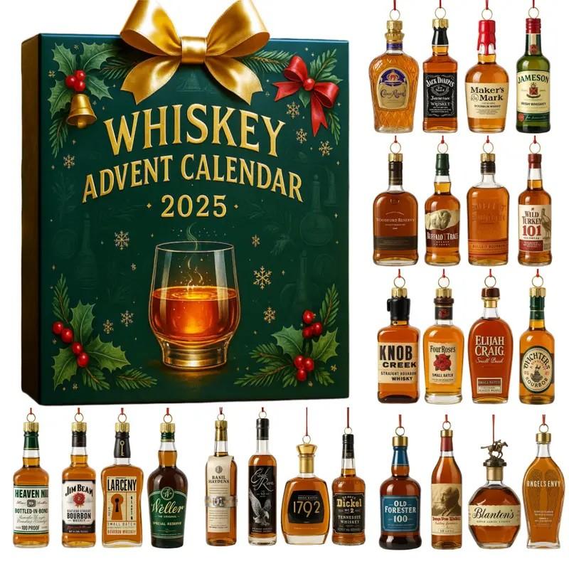 2025  Whiskey  Advent  Calendar  with  24  Ornament  Christmas  Countdown